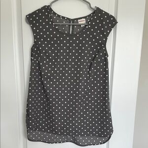 Merona Gray Cap Sleeve Blouse with Polka Dots